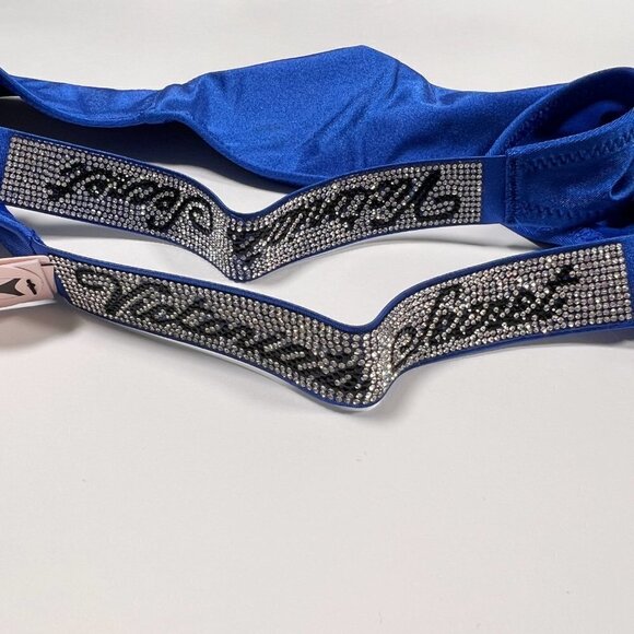 Victoria Secret 34D M Bombshell Push Up Top Bikini Set LOGO Shine Strap Blue - Picture 9 of 10
